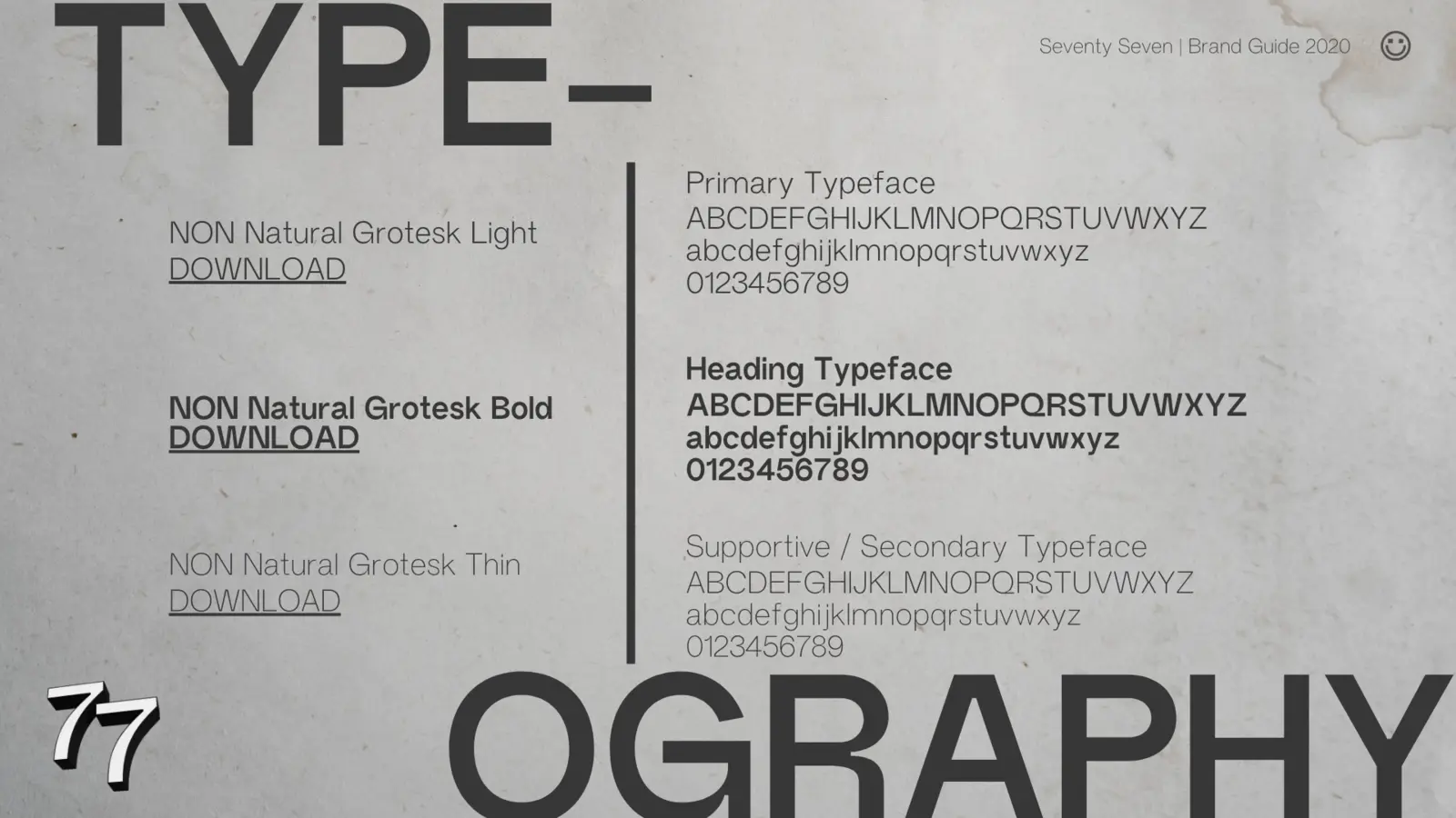 Club 77 typography system spread